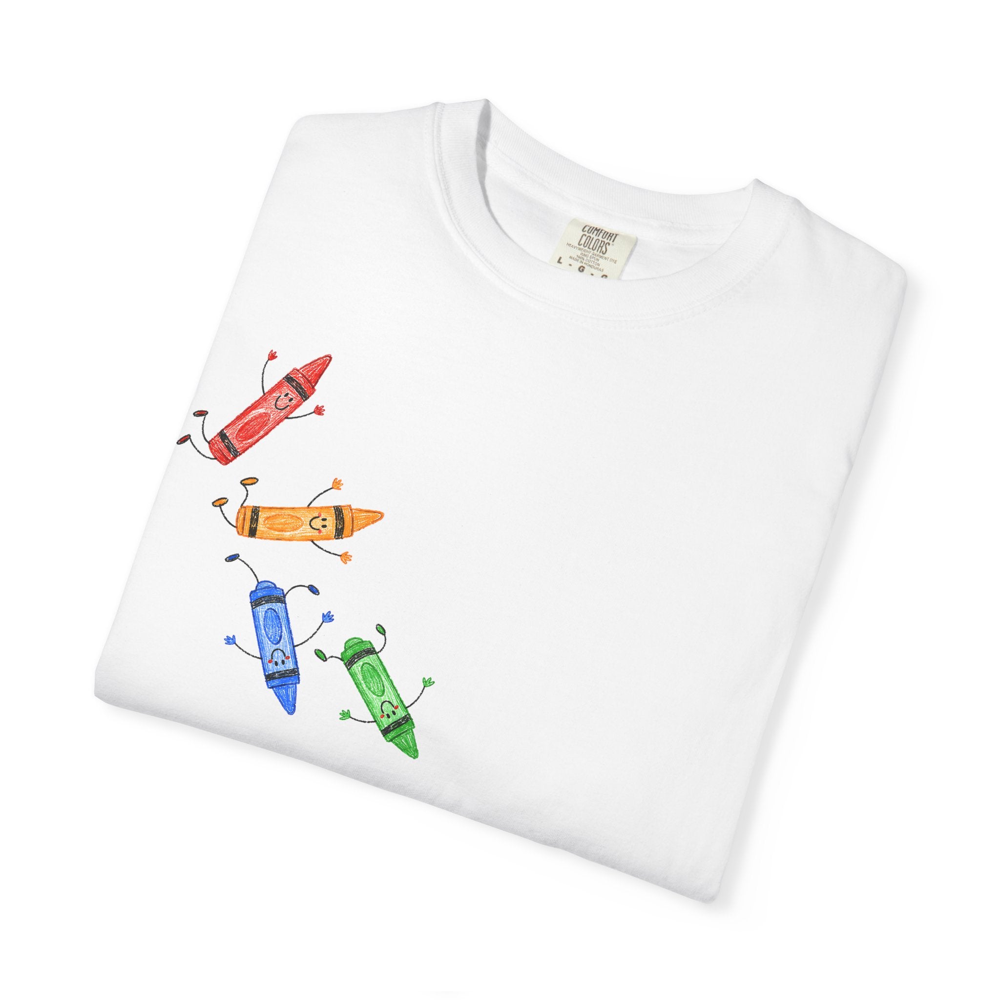 Teacher Crayon Box T-Shirt — Cute Retro Crayon Cartoon Tee