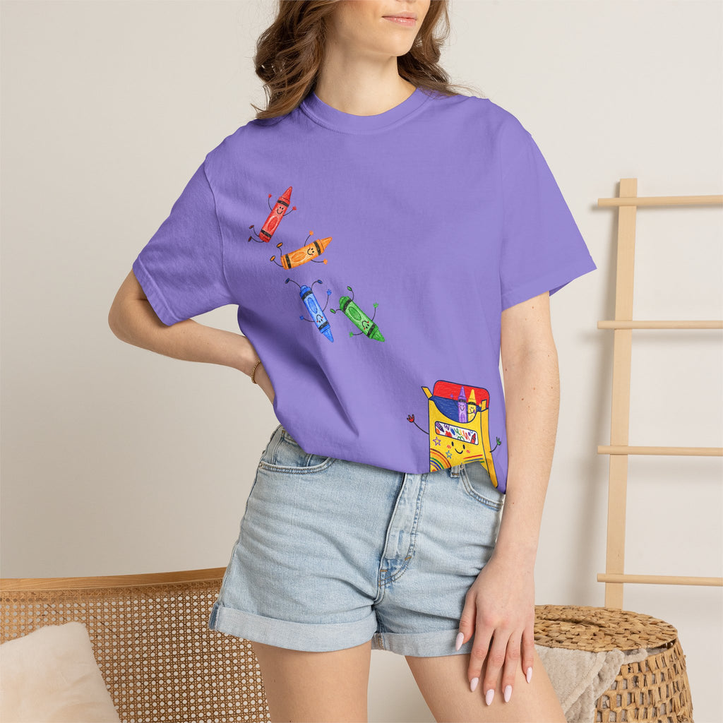 Teacher Crayon Box T-Shirt — Cute Retro Crayon Cartoon Tee