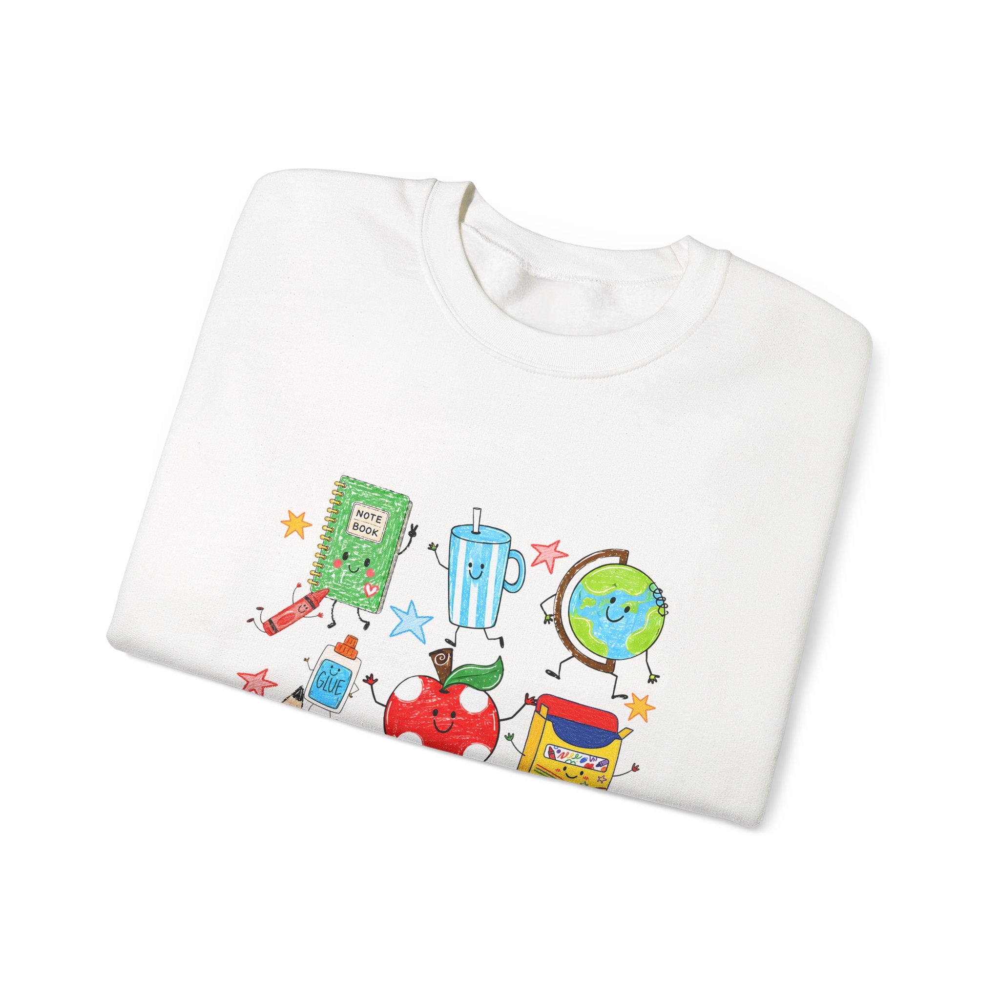 Teacher Crewneck Sweatshirt – Cute School Supplies Graphic