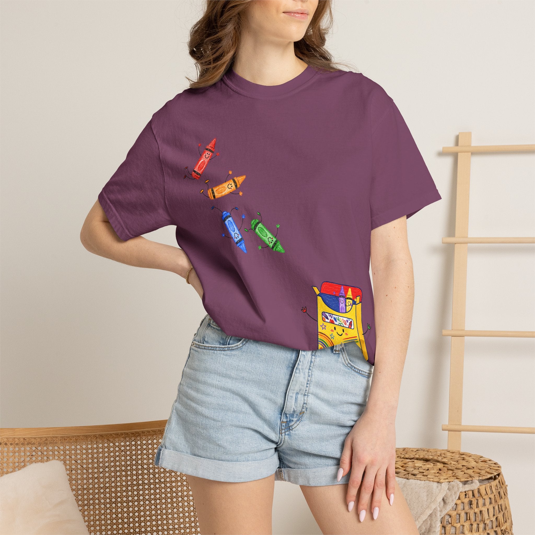 Teacher Crayon Box T-Shirt — Cute Retro Crayon Cartoon Tee