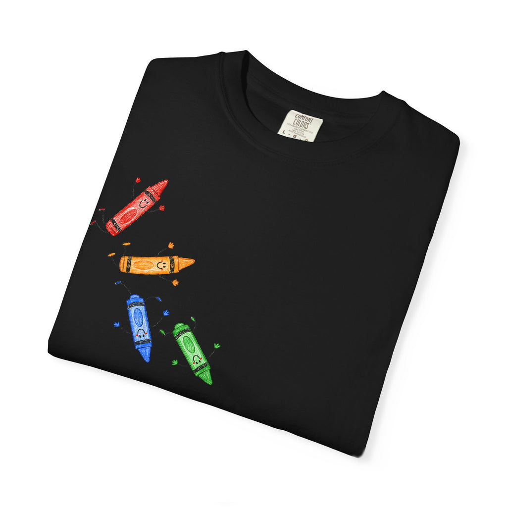 Teacher Crayon Box T-Shirt — Cute Retro Crayon Cartoon Tee