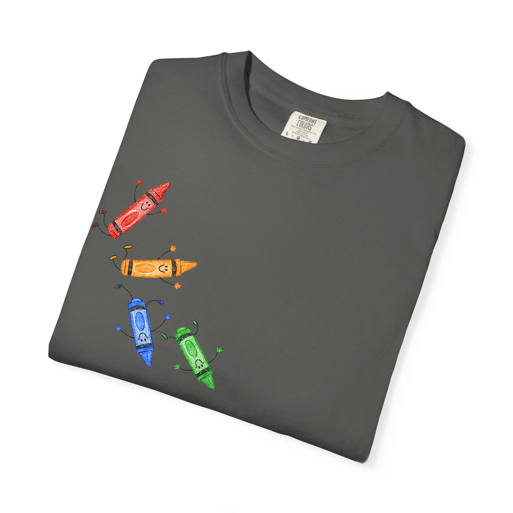 Teacher Crayon Box T-Shirt — Cute Retro Crayon Cartoon Tee