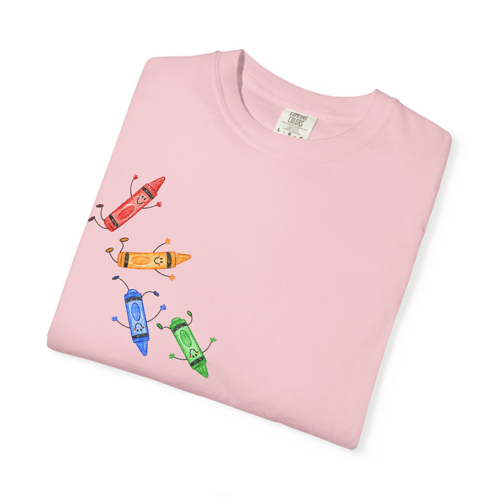 Teacher Crayon Box T-Shirt — Cute Retro Crayon Cartoon Tee