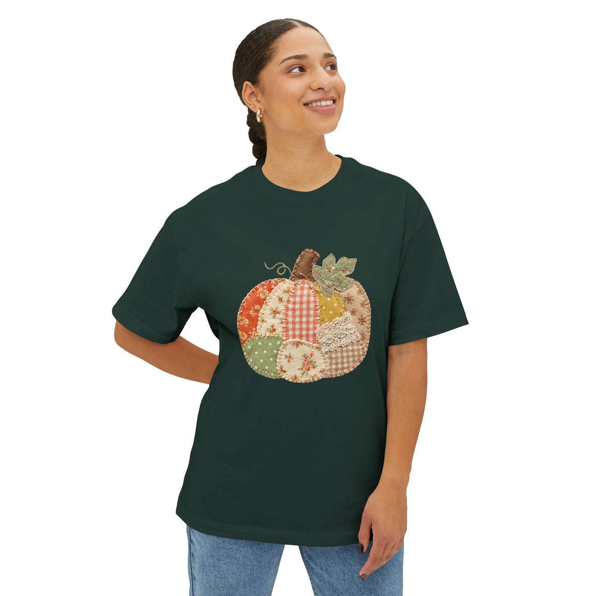 Patchwork Pumpkin Fall Graphic T-Shirt