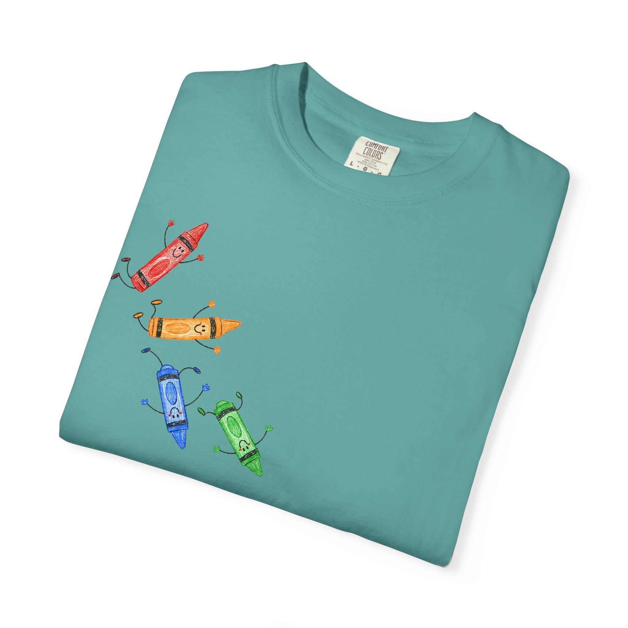 Teacher Crayon Box T-Shirt — Cute Retro Crayon Cartoon Tee
