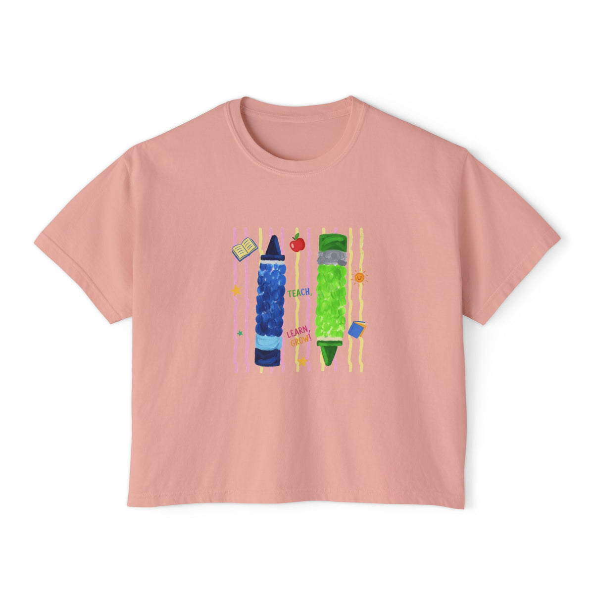 Boxy Tee — Colorful Markers Art Print Women's Cropped T‑Shirt