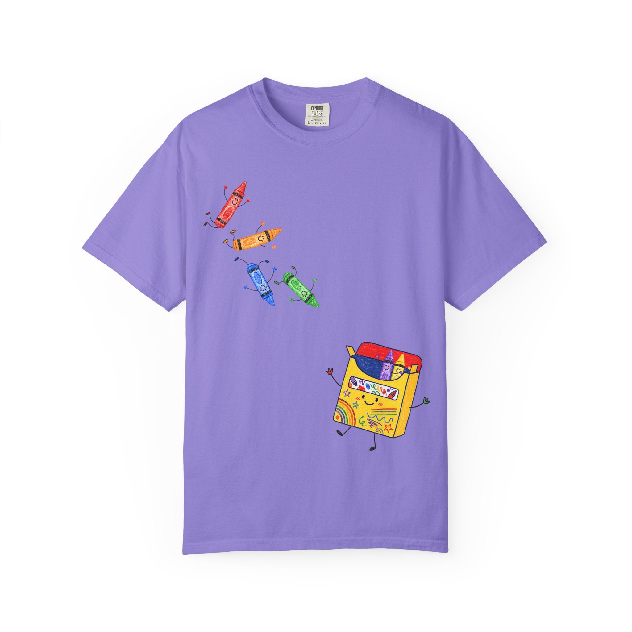 Teacher Crayon Box T-Shirt — Cute Retro Crayon Cartoon Tee