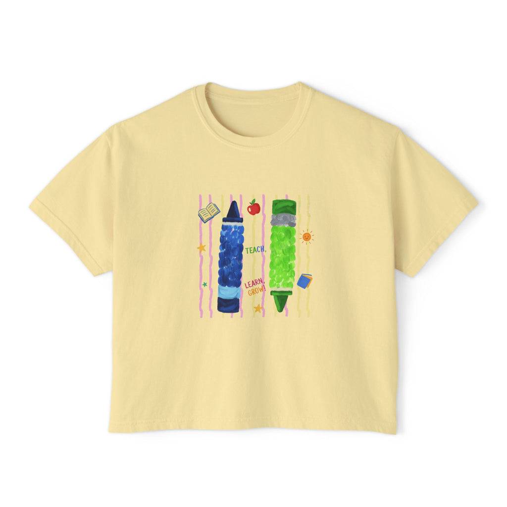 Boxy Tee — Colorful Markers Art Print Women's Cropped T‑Shirt