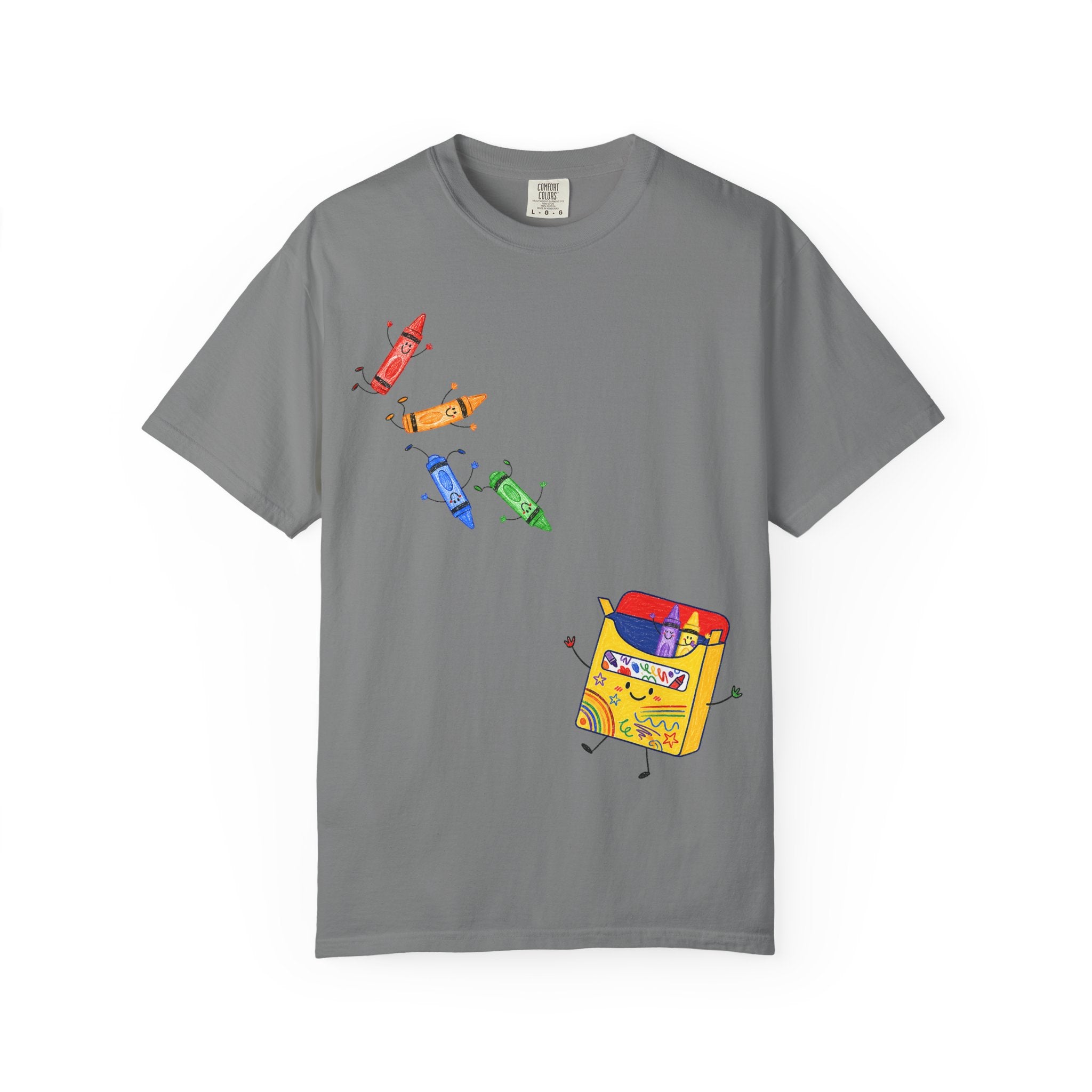 Teacher Crayon Box T-Shirt — Cute Retro Crayon Cartoon Tee