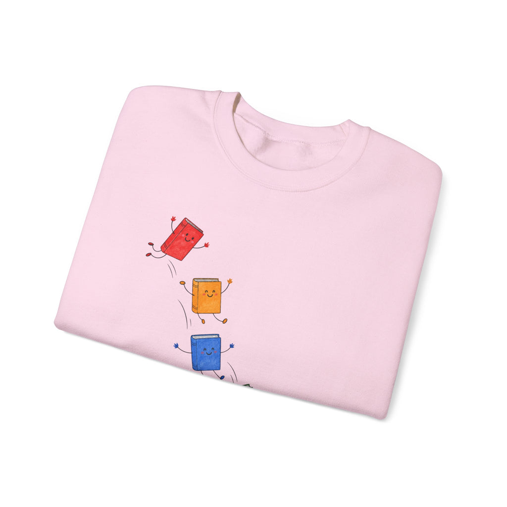 Teacher Backpack and Falling Books Crewneck Sweatshirt — Cute School Supplies Graphic