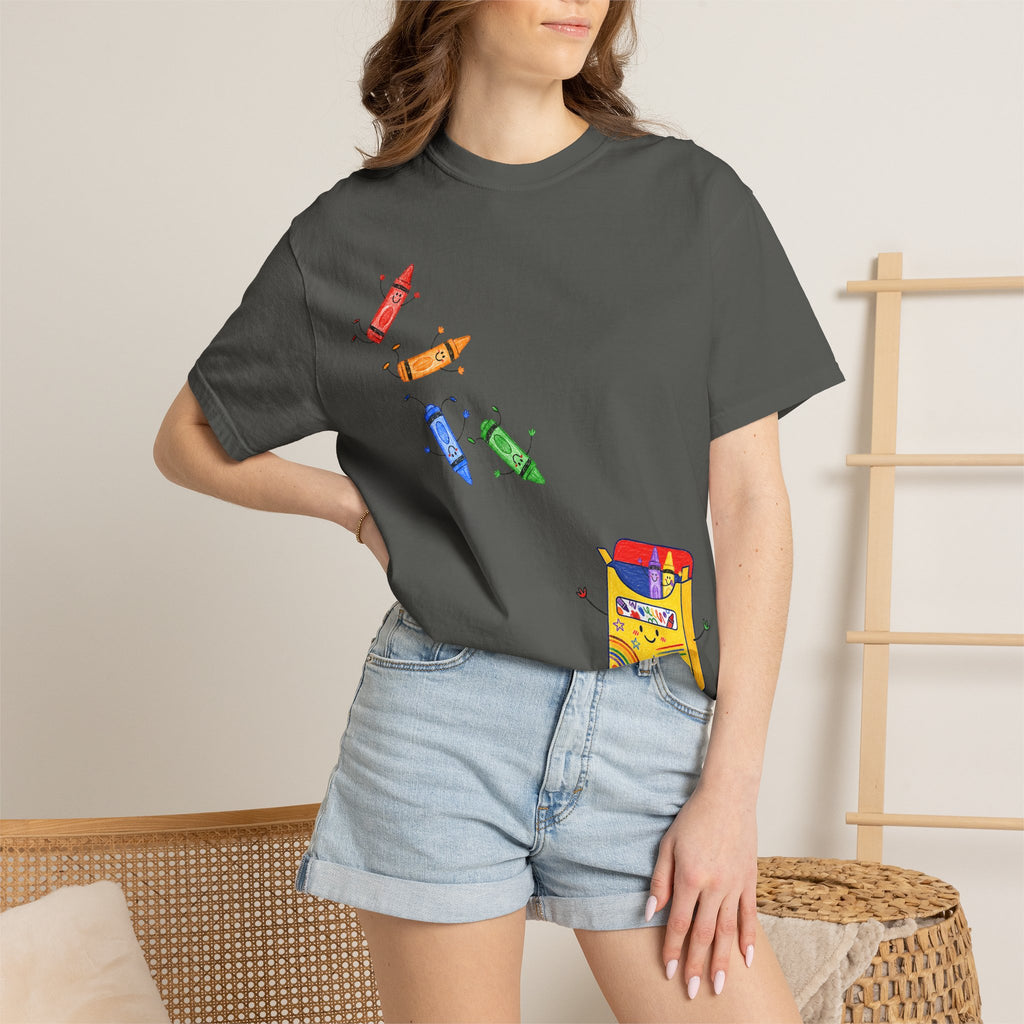 Teacher Crayon Box T-Shirt — Cute Retro Crayon Cartoon Tee