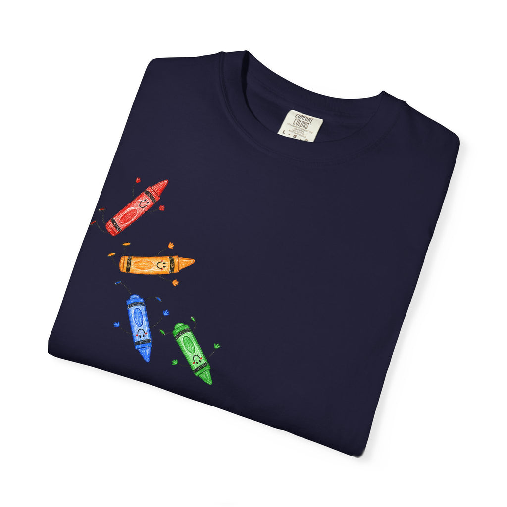 Teacher Crayon Box T-Shirt — Cute Retro Crayon Cartoon Tee