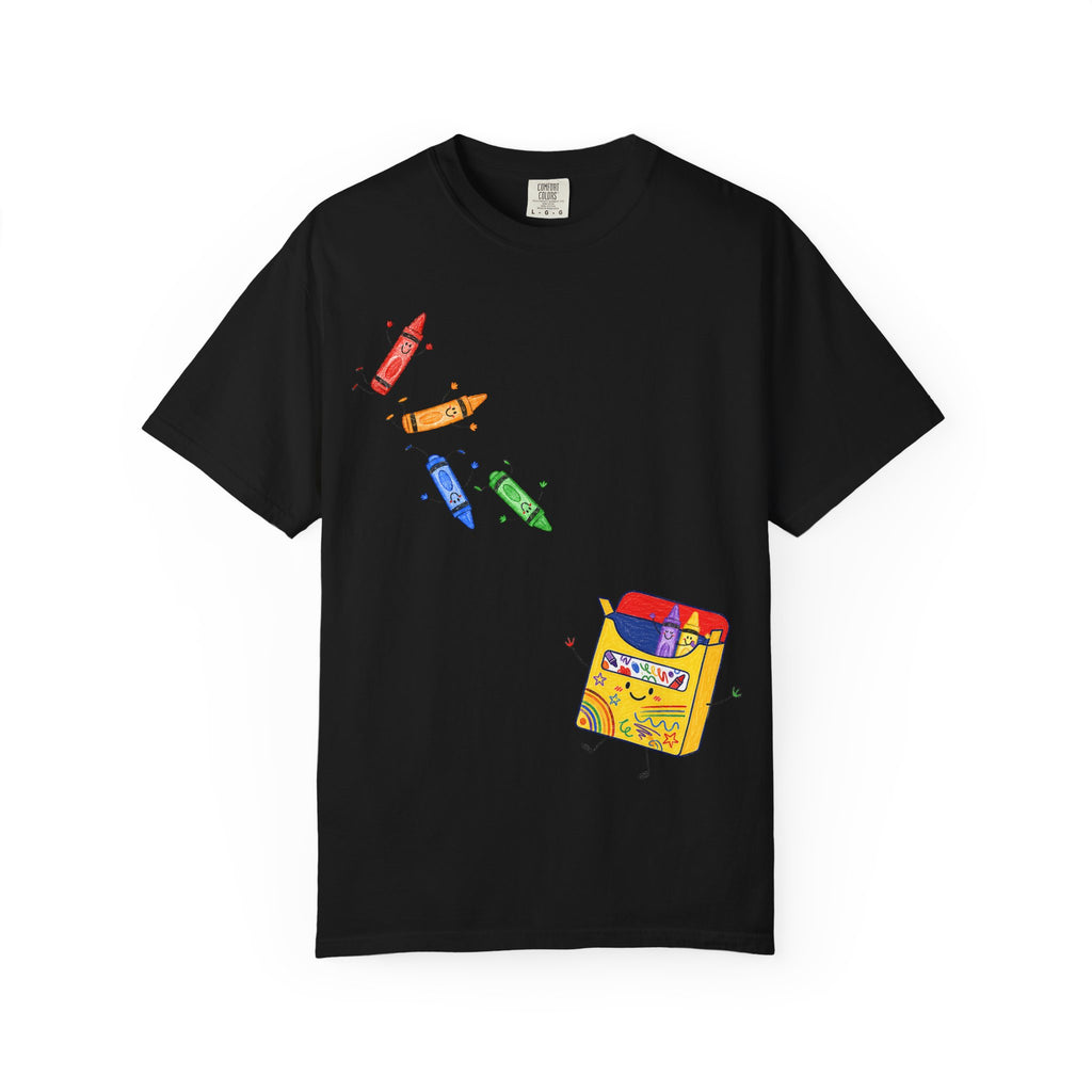 Teacher Crayon Box T-Shirt — Cute Retro Crayon Cartoon Tee