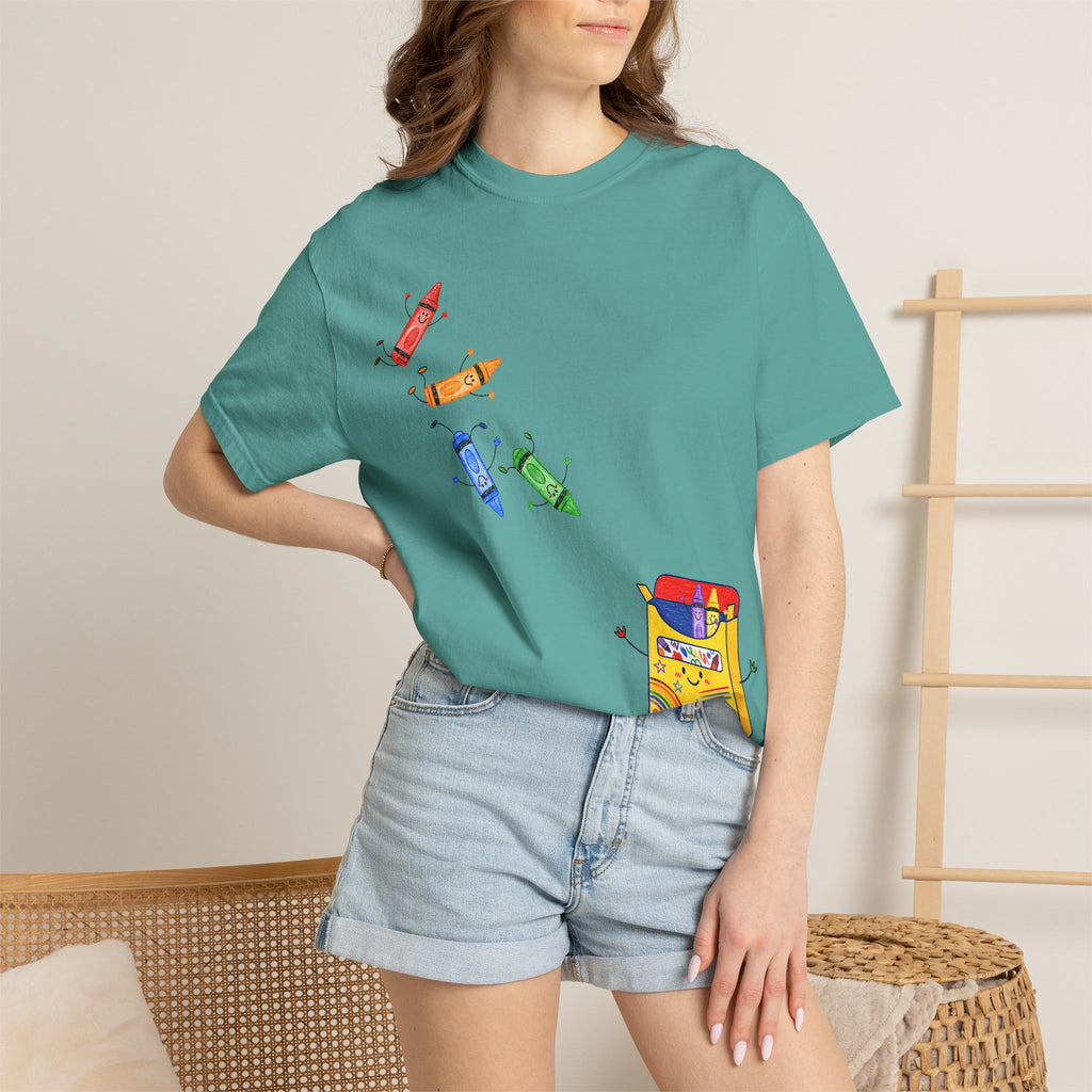 Teacher Crayon Box T-Shirt — Cute Retro Crayon Cartoon Tee