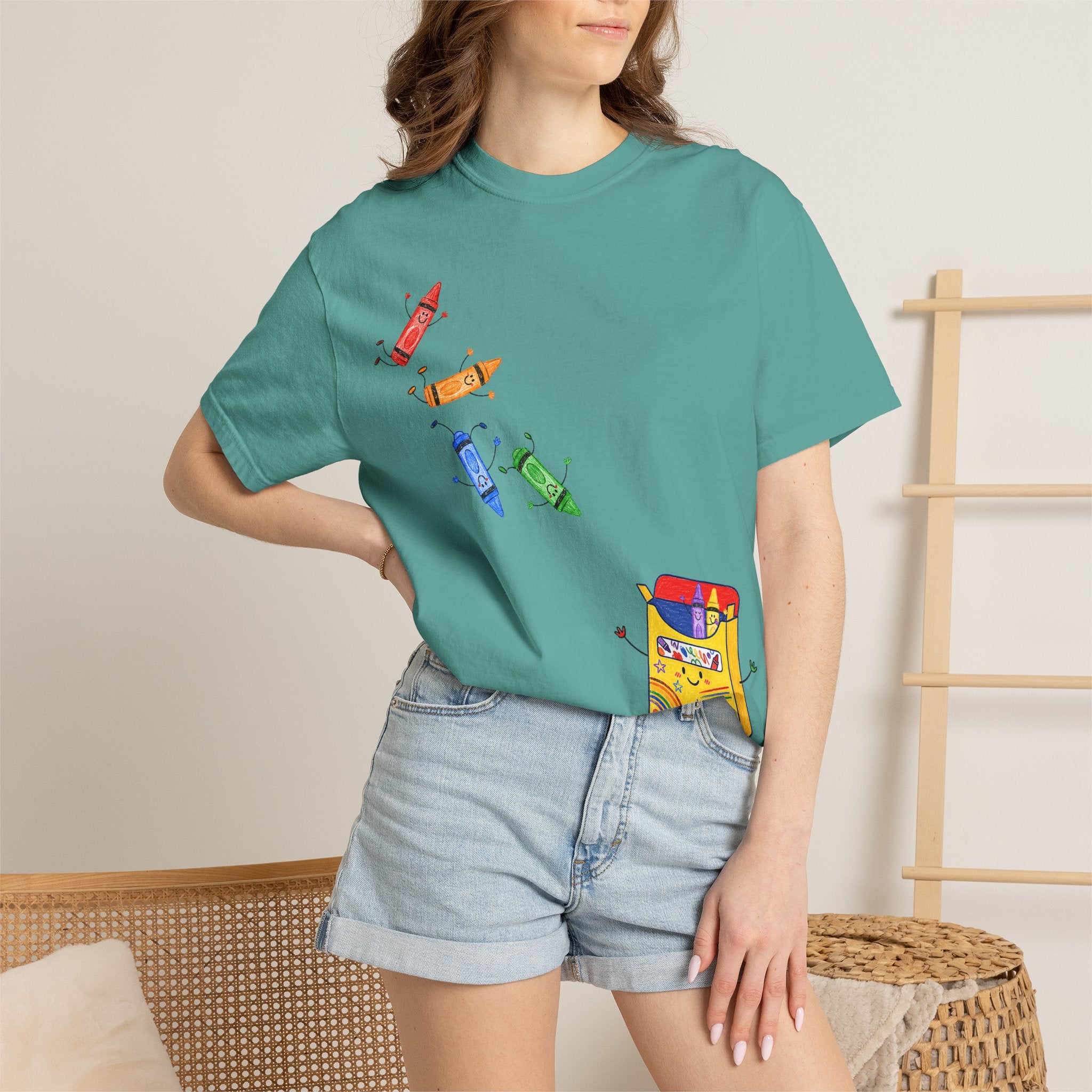 Teacher Crayon Box T-Shirt — Cute Retro Crayon Cartoon Tee
