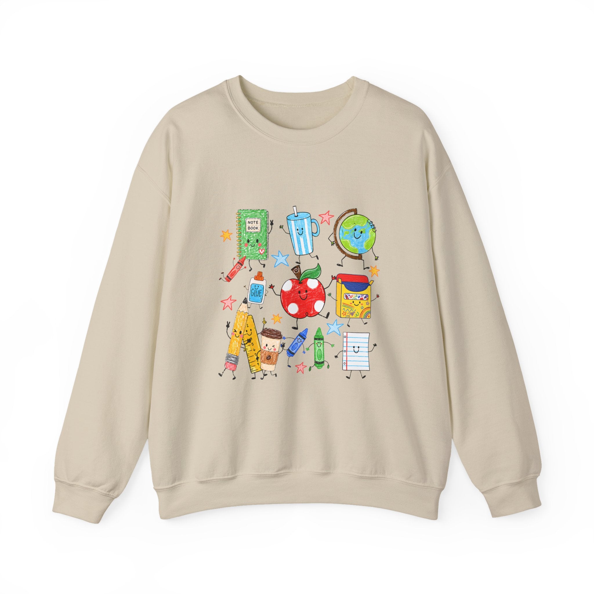 Teacher Crewneck Sweatshirt – Cute School Supplies Graphic