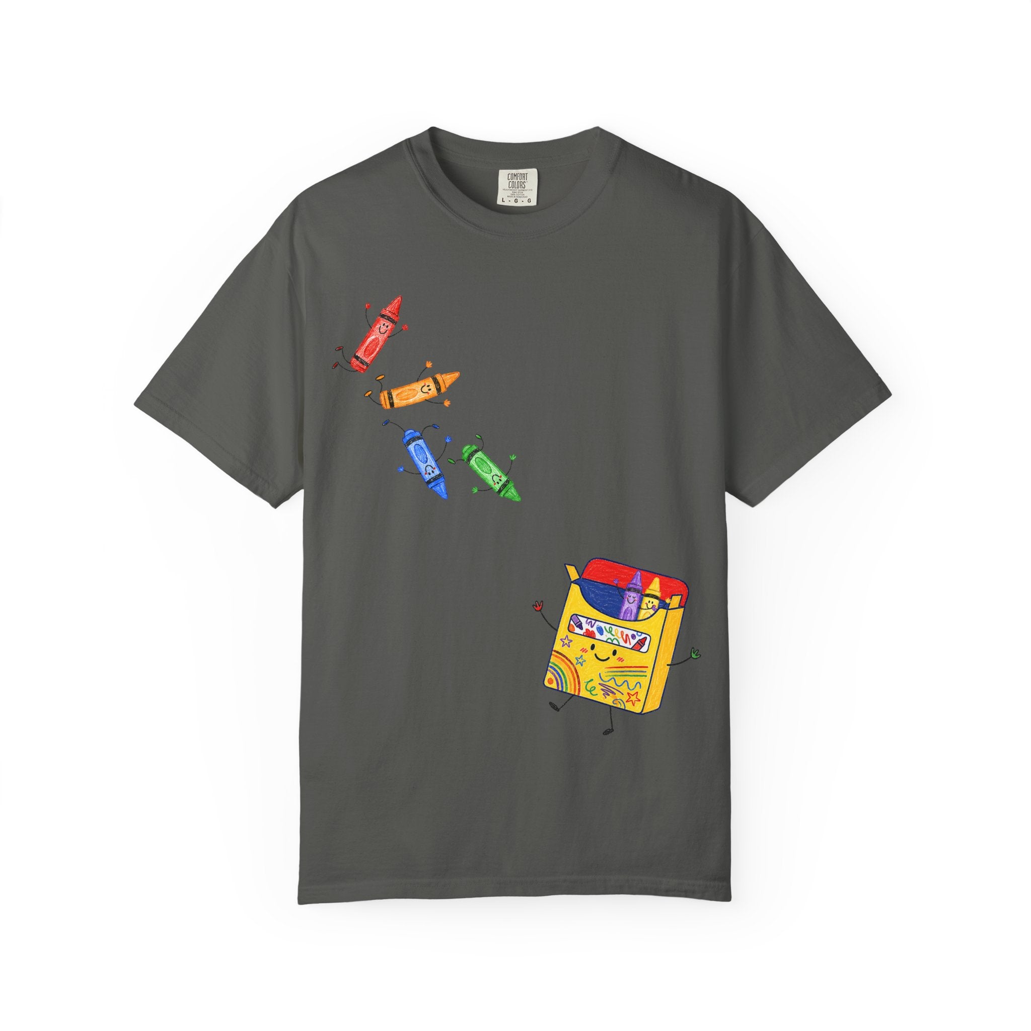 Teacher Crayon Box T-Shirt — Cute Retro Crayon Cartoon Tee