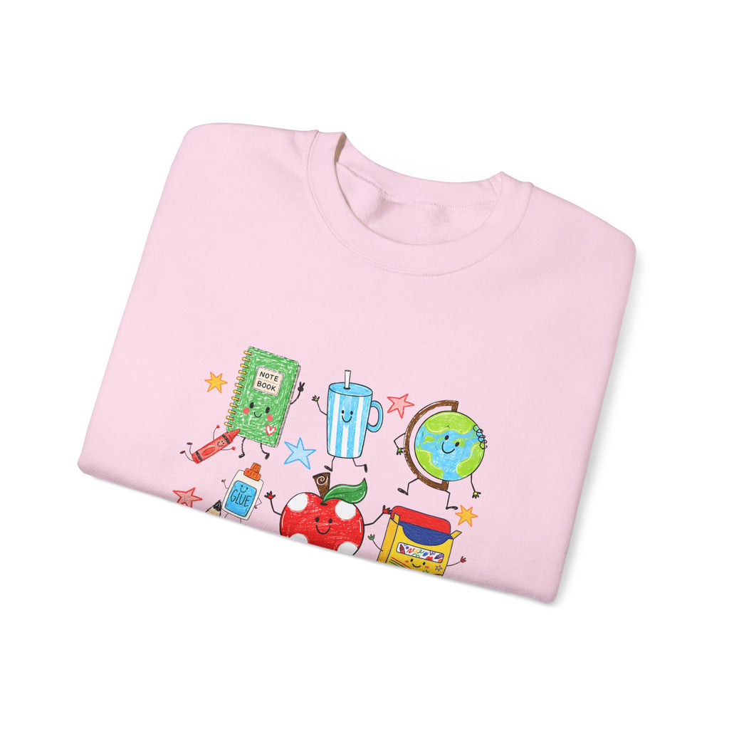 Teacher Crewneck Sweatshirt – Cute School Supplies Graphic