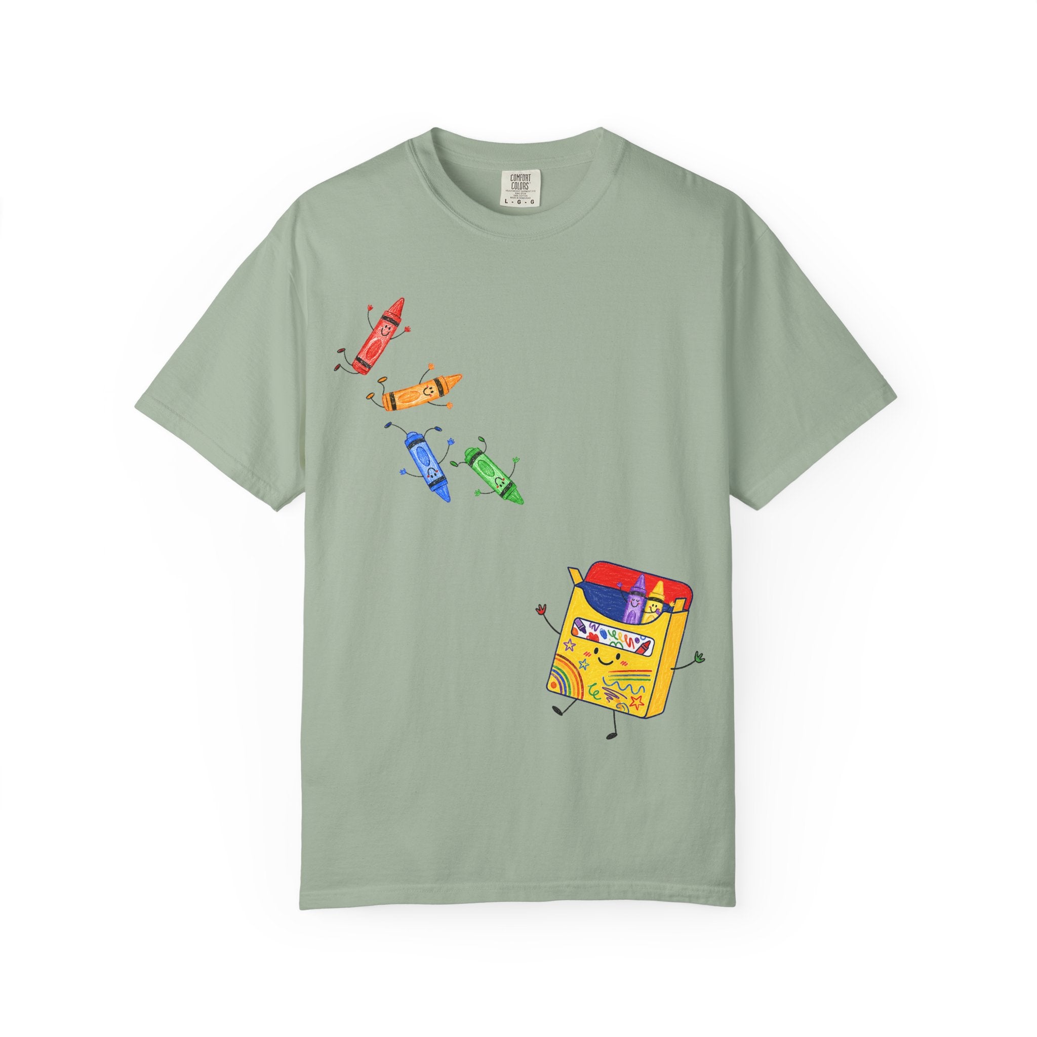Teacher Crayon Box T-Shirt — Cute Retro Crayon Cartoon Tee